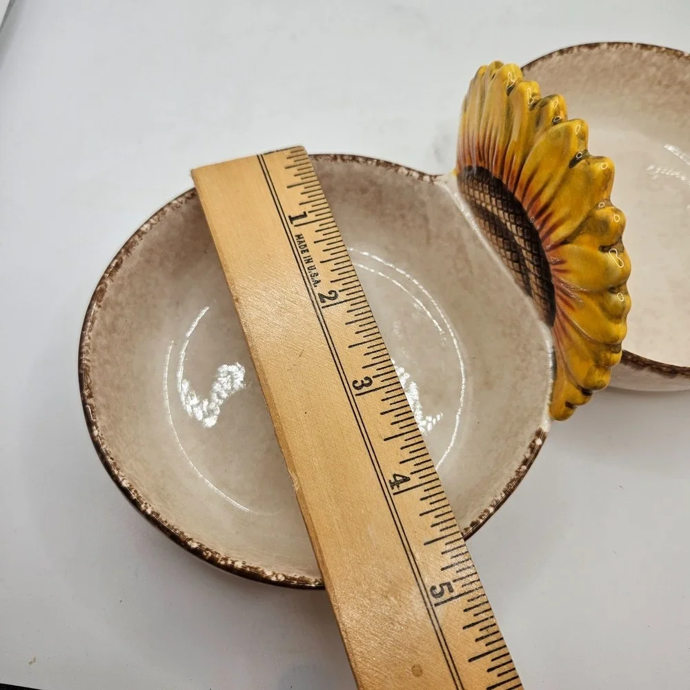 Grasslands Road Sunflower Double Dip Serving Bowl Ceramic Fall Thanksgiving Dish